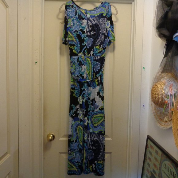 ELIE MCARTHY BOHO BEAUTIFUL OFF SHOULDER PAISLEYS MAXI DRESS PS - Picture 6 of 6